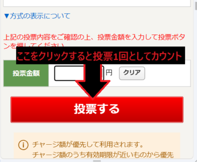 馬券購入を完了する手続き