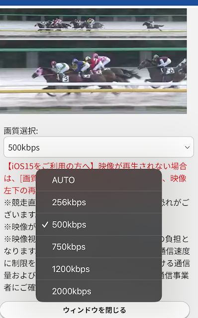 アプリのレース視聴画面